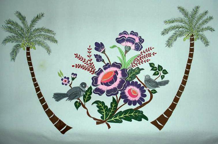 designs for fabric painting on sarees. Fabric painting in a table